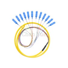 Lot of 10 12 Strand 9/125 Fiber Optic Pigtail 3m SC/UPC Single Mode picture