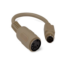 Keyboard Adapter AT to PS2 DIN 5 Female to Mini Din 6 Pin Male Cable - Beige picture