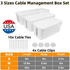 3 Set Large Cable Management Box Cable Cord Organizer Hider for Computer TV Home picture