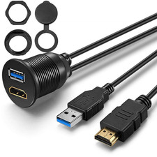 USB3.0 and HDMI Panel Flush Mount Cable, 6 Feet | USB3.0 & HDMI Male picture