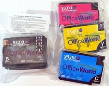 4-PK Office World HP 932XL Black and 933XL Yellow, Magenta, Cyan Ink Cartridges picture