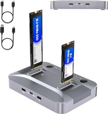 M.2 Nvme & SATA SSD Cloner Duplicator 10Gbps Dual-Bay Docking Station Usb C Read picture