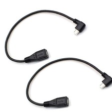 90 Degree Micro USB Extension Cable 2-Pack 10in for Samsung 10 inches, Black picture