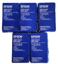 Epson ERC-38 B Black Ribbon Cartridge Lot of 6 New with Deformed Boxes picture