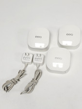 Set of 3 Frontier Eero Wifi-6 Router Extender w/2 Adapter Parts Powers On Locked picture