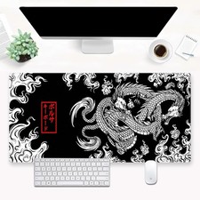 Cool Dragon Desk Pad Mat Black and White Mouse pad Extra XL Large Gaming Mous.. picture