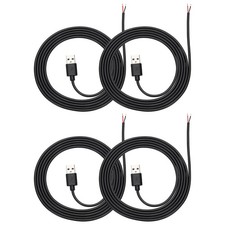 4Pcs 1.5m/4.92Ft USB Pigtail Cable, 5V 2.4A USB A to 2 Pin Bare Wires, Black picture
