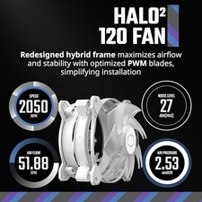 WHITE - COOLER MASTER MF120 HALO²|AIR COOLER FAN, 120MM FAN, DUAL-LOOP ARGB picture