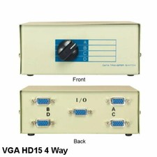 4 Way VGA Manual Data Switch Box Rotary Dail Type HD15 15 Pin PC Monitor Display picture