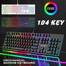 Full Size Wired Gaming Mechanical Keyboard, RGB, Ergonomic, with Multimedia Keys picture