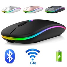 Wireless Bluetooth Mouse 2.4G Dual Modes Rechargeable Mice RGB Ergonomic Silent picture