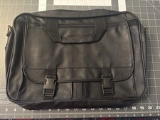 Black Synthetic Leather Laptop Messenger Bag for 15
