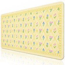 Floral Yellow Mouse Pad Large 35.4×15.7 Girly Desk Mat picture