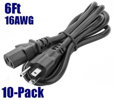 10-Pack 6FT Heavy Duty 16AWG Computer/TV Power Cord NEMA 5-15P to IEC320-C13 Lot picture