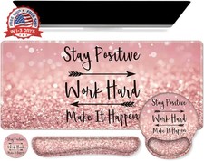 Mouse Pad,Large Pink Desk Mat Set, 4in1 XXL Mousepad + Keyboard Wrist Res picture