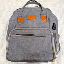 Lovevook Backpack/Laptop Bag - Waterproof - w/USB Port - Gray w/gold tone picture