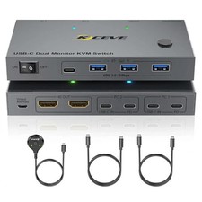 KVM Switch Dual Monitor 2 Laptops USB-C HDMI 4K 60Hz with 4 USB 3.0 Ports picture