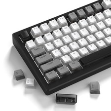 143 PCS Gray White PBT Pudding Shine Through Keycaps Fits 60/75/100 Percent picture