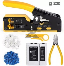 Ethernet Pass Through Crimper RJ45 Crimp Tool Kit Cat5 Cat6 Cat7 Network picture