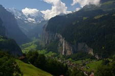 Landscape nature mountain pass village mountains Custom Gaming Mat Desk picture