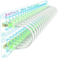 Sokqovt Cat6a Patch Cables Slim 10ft (24 Pack), Flexible Cat6 Ethernet Patch picture