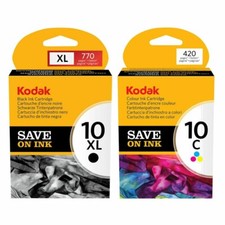Set of 2 Genuine Sealed Bag Kodak 10XL Black and 10 Color Ink Cartridges NO BOX picture