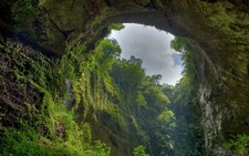 Landscape nature cave forest overcast trees puerto Custom Gaming Mat Desk picture