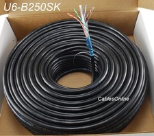 250ft CAT6e Shielded RJ45 FTP Solid Pure Copper Black Ethernet Bulk Cable picture