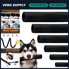 High-Temperature Cable Management Sleeve - 12ft Split Braided Wire Loom, Cat Pro picture