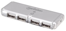 Manhattan 4-Port Hi-Speed USB Pocket Hub 6.20in. x 5.55in. x 2.00in., Silver picture