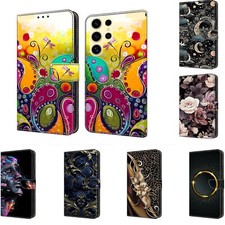 Robot Flower Bird Wallet Cover Case For OPPO A38 A58 A16 A17 A53 A38 A74 A73 A54 picture
