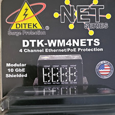 DITEK DTK-WM4NETS 4-Outlet Ethernet/PoE Surge Protector 10GbE Shielded picture
