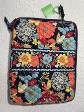 Vera Bradley Happy Snails Quilted Laptop Sleeve Floral Navy Blue 11484-111 NWT picture