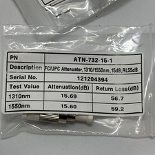 23x ATN-732-15-1 FC/UPC 15dB Singlemode Fiber Optic Fixed Attenuator Lot picture