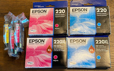 Lot of 7 GENUINE Epson 220 & 220XL  Cyan Magenta Yellow Color Ink Cartridges NEW picture