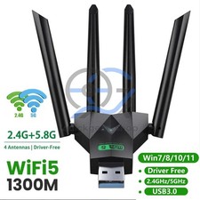 NEW 1300Mbps Dual Band 2.4G/5G Wireless USB 3.0 WiFi Adapter Network Card Dongle picture