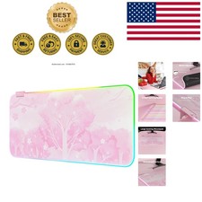 Stylish Pink Sakura Gaming Mouse Pad - Enhanced RGB Lighting & Non-Slip Base picture