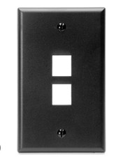 Lot Of 2 Leviton 41080-2EP Black QuickPort Single Gang 2 Port Wall Plate Face picture