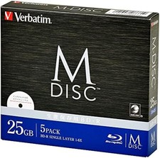 Verbatim Long Term M-DISC BD-R single recording 1-6x 25GB 5-disc New from Japan picture