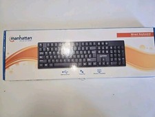 Manhattan Wired Keyboard 105 Key Black w/ 5 ft. USB-A Cable Open Box UNUSED picture