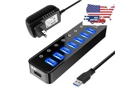 Concentrador USB 3.0 con alimentación, 7 puertos para transferencia de datos. Cu picture