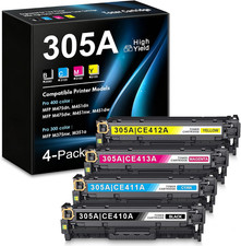 With Chip 4-Pack Toner Cartridge Black Cyan Magenta Yellow 305A HP BN Compatible picture