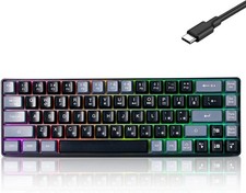 Wired Portable 60% Mechanical Feeling Gaming Keyboard,RGB LED Backlit Compact picture