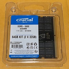 Crucial 64GB KIT (2x 32GB) 5600MHz PC5-44800 DDR5 Laptop SO-DIMM CT2K32G56C46S picture