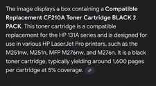 CF210A Toner Cartridge (BLACK) 2 Pack picture