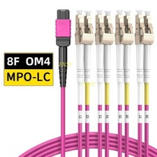 1-20M MPO Female to 4 LC Duplex 8 core OM4 Breakout Fan Optical Fiber Patch Cord picture