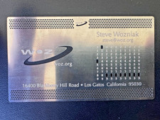 STEVE WOZNIAK METAL BUSINESS CARD APPLE COMPUTER CO-FOUNDER WOZ picture
