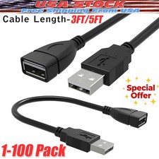 High-Speed USB-USB Extension Cable USB 2.0 Adapter Extender Cord Male/Female LOT picture