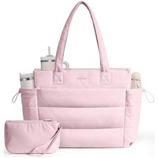 LOVEVOOK Tote Bag for Women with Giant Tumbler Holder Pocket, Puffer Work picture