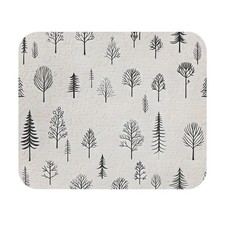 Minimal Black Tree Pattern Mouse Pad | Neutral Woodland Desk Mat picture